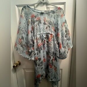 Light teal Asymmetrical Tie Front Swim Coverup